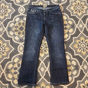 EARL JEAN Bootcut Medium Dark Wash Embroidered & Jeweled Jean | Size 6
